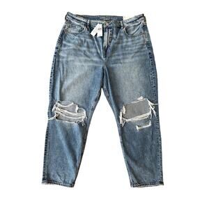 NWT American Eagle  Mom Jean Blown Out Blue Strigid Size 20 /35W